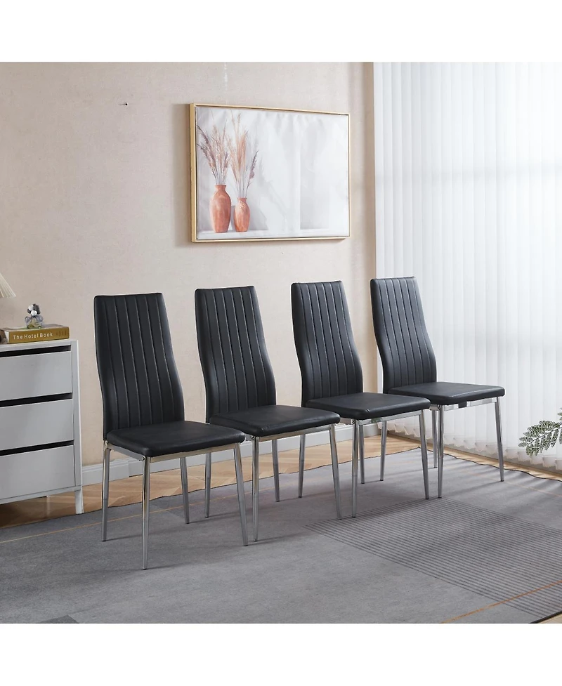 Streamdale Furniture 1+4,5pcs Dining Set, Metal Leg Table, Mid-century Glass Top Table