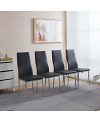 Streamdale Furniture 1+4,5pcs Dining Set, Metal Leg Table, Mid-century Glass Top Table