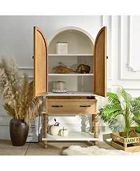 Streamdale Furniture 31.50" Arched Flower Carved Door Accent Sideboard Cabinet with Drawer & Shelf