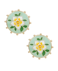 Patricia Nash Gold-Tone Cloisonne Collection Button Post Earrings