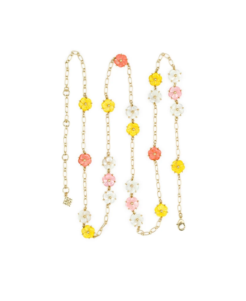 Patricia Nash Gold-Tone Raffia Collection Flower Station Necklace