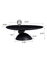 Boyel Living 47.27 Inches Oval Coffee Table with Sculptural Base for Living Room and Apartment