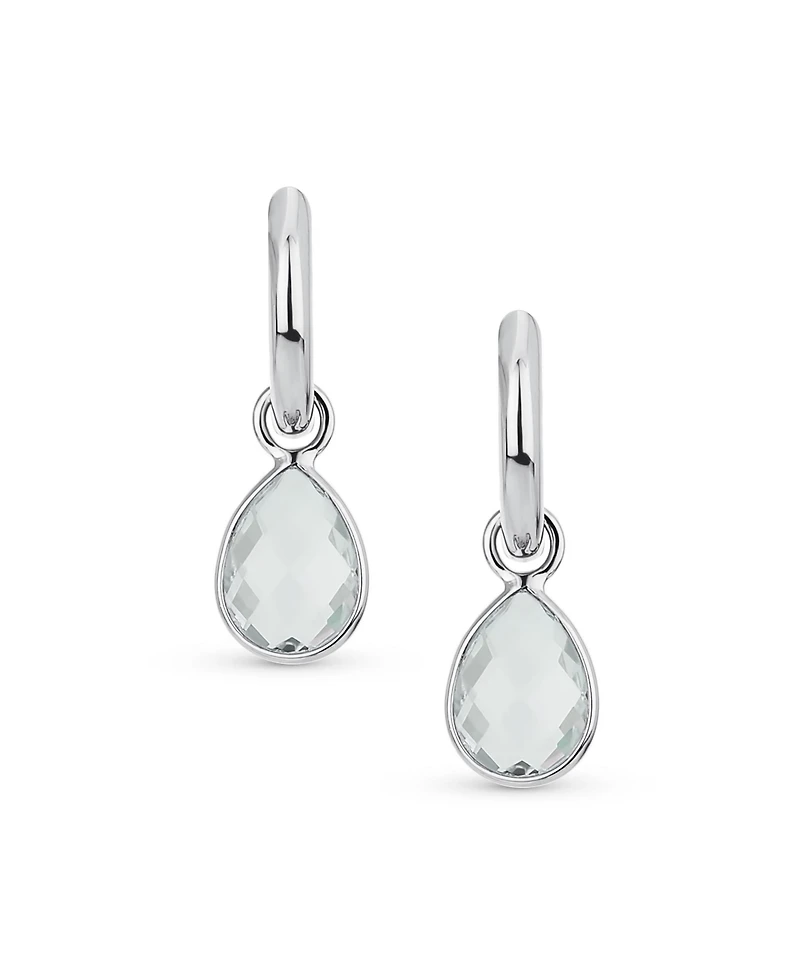 Bling Jewelry Classic 2 Ctw Natural Blue Aquamarine Teardrop Huggie Drop Earrings .925 Sterling Silver