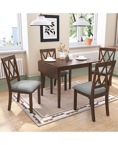 Streamdale Furniture Streamdale Extendable Farmhouse Dining Set Drop Leaf Table with Upholstered Chairs