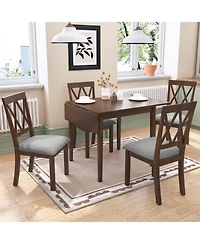 Streamdale Furniture Streamdale Extendable Farmhouse Dining Set Drop Leaf Table with Upholstered Chairs