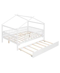 Streamdale Furniture Full Wooden House Bed with Twin Trundle
