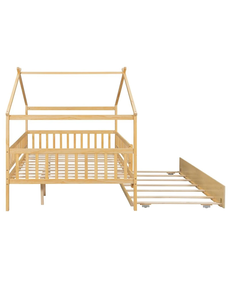 Streamdale Furniture Full Wooden House Bed with Twin Trundle