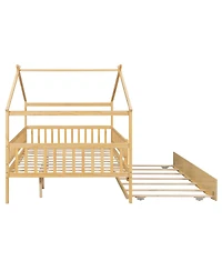 Streamdale Furniture Full Wooden House Bed with Twin Trundle