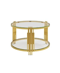 Streamdale Furniture Living Room Table Set: 3-Piece Round Glass & Gold Metal Tables