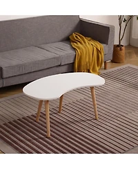 Streamdale Furniture Streamdale Nut Shape Coffee Table with Solid Wood Legs, 35x21 Inches