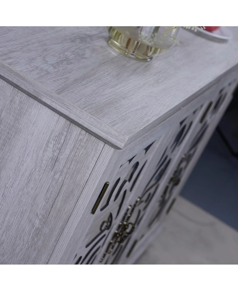 Streamdale Furniture 49" Countertop Sideboard with 3 Mirrored Doors & Adjustable Shelves