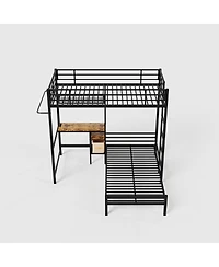 Streamdale Furniture Bunk Bed Twin Over Twin with Desk, Storage, Lighting