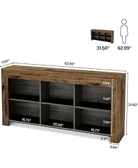 Tribesigns 63-Inch Long Console Table, Rustic Wood Entryway Table with 6 Storage Cubes, Industrial Narrow Sofa Table Behind Couch Table