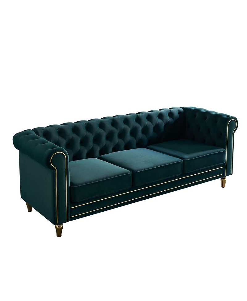 Streamdale Furniture Chesterfield Velvet Sofa 84.65 inch for Living Room