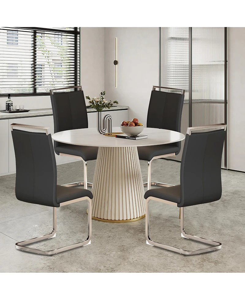Streamdale Furniture Modern Dining Chairs (Set of 4) - Black Pu Leather