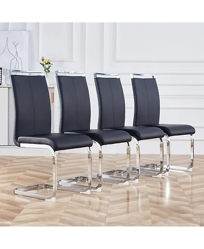 Streamdale Furniture Modern Dining Chairs (Set of 4) - Black Pu Leather