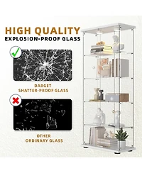 Streamdale Glass Display Cabinet with Led Lights, Locking Door, White