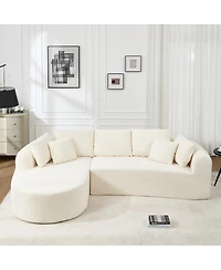 Streamdale Furniture Modern Cloud Sofa with 7 Pillows & L-Shape Modular Design
