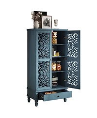 Streamdale Furniture Rustic 55" Storage Cabinet with Drawer & 2 Carved Doors