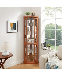 Streamdale Furniture Lighted Corner Curio Cabinet - Display Case for Living Room, Collectibles, Wine & Bar