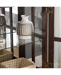 Streamdale Furniture Led Curio Display Cabinet with Adjustable Shelves & Lattice Doors