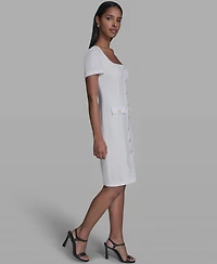 Karl Lagerfeld Paris Women's Flower Button Sheath Dress