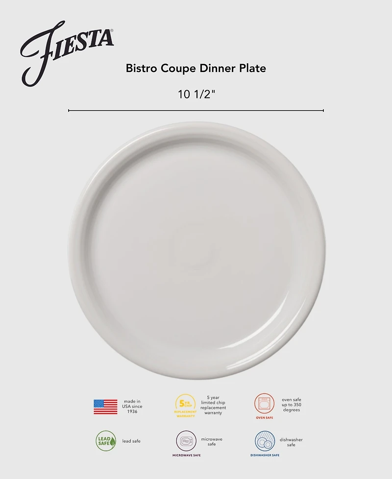 Fiesta Linen Bistro Coupe Dinner Plates, Set of 4