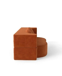 Streamdale Furniture Modern Floor Sofa with 2 Pillows, Convertible Plush Corduroy Sleeper Sofa Bed