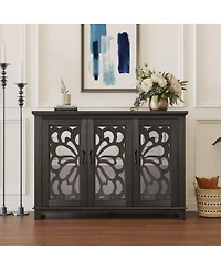 Streamdale Furniture Spacious 49.33" Countertop Sideboard with 3 Mirrored Doors & Adjustable Shelves