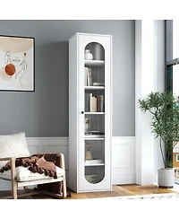 Streamdale Furniture Tall Display Cabinet & Bookshelf with 6 Shelves & Glass Door
