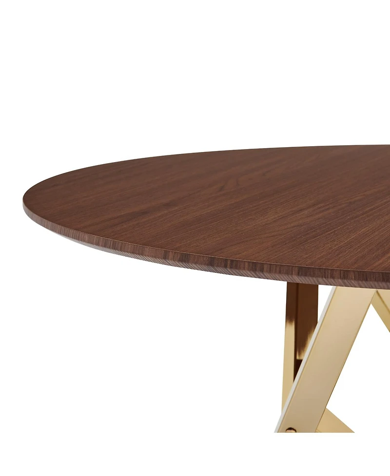 Streamdale Furniture Streamdale 37" Round Dining Table with Golden Metal Legs (Walnut