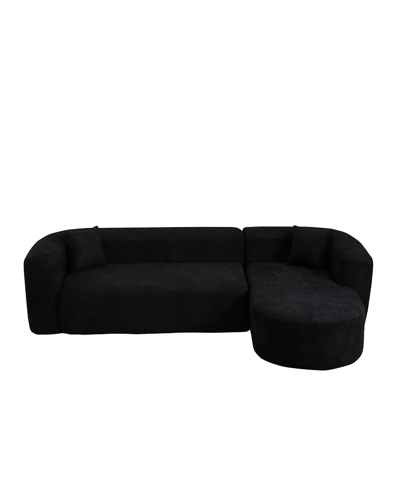 Streamdale Furniture Streamdale Luxury Modern Curved Sectional Sofa, Chenille Fabric, Right Chaise Black
