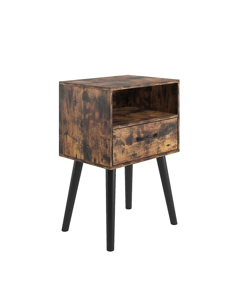 Streamdale Furniture Modern Bedside Table with Storage Drawer and Open Shelf