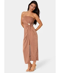 Bebe Women's Strapless Twist Waist Maxi Dress