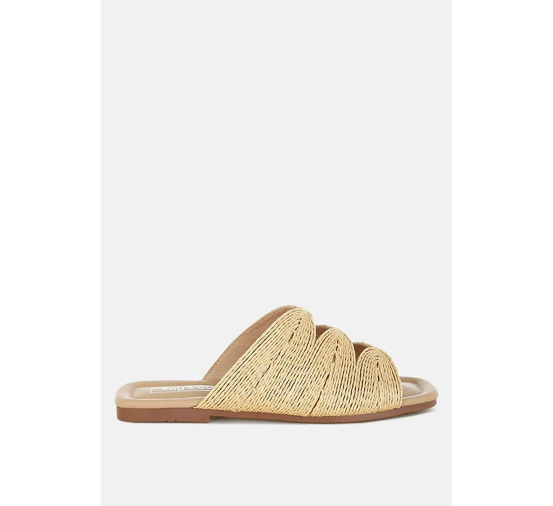 Rag & Co Daisy Doe Raffia Square Toe Flats Women
