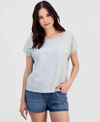 Self Esteem Juniors' East Coast Shell Graphic Cotton Boat Neck T-Shirt