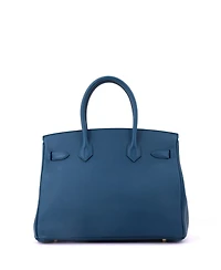 Pre-Owned HERMES Birkin Handbag Blue Epsom with Gold Hardware