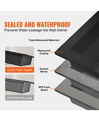 Volenca Shower Niche, Ready for Tile, 16" x 32", Double Shelf, Recessed Wall Insert, Sealed Waterproof, Square Corners, Black