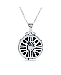 Bling Jewelry Celtic Round Claddagh Locket Necklace Pendant Sterling Silver