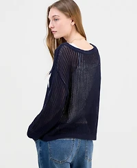 Ultra Flirt Juniors' Icon Open-Knit Sweater