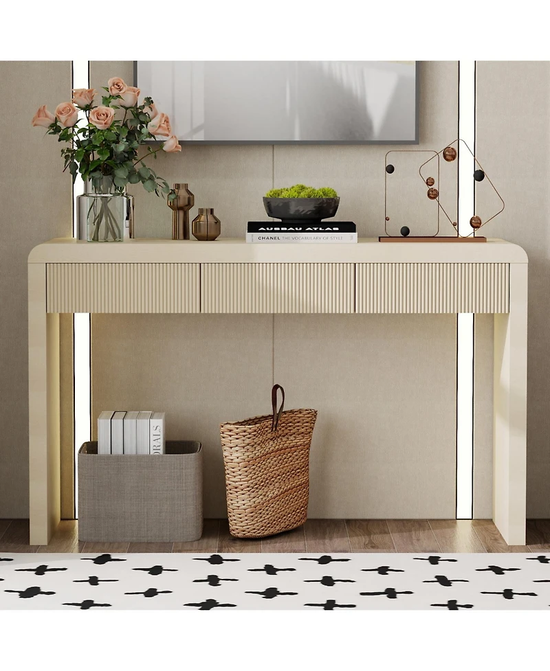 Streamdale Furniture Rustic Console Table - Fluted Drawers