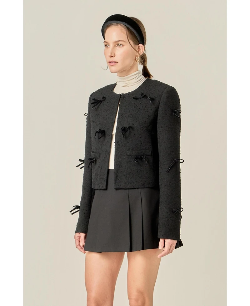 English Factory Women's Woven Bow Jacket