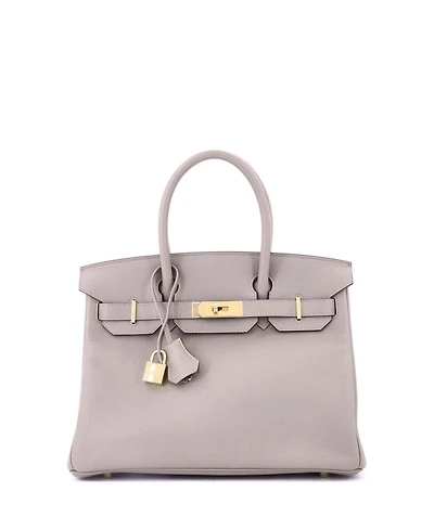 Pre-Owned HERMES Birkin 30 Handbag Grey Novillo with Gold Hardware