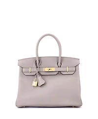 Pre-Owned HERMES Birkin 30 Handbag Grey Novillo with Gold Hardware