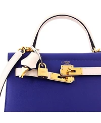 Pre-Owned HERMES Kelly 28 Handbag Bicolor Epsom with Gold Hardware