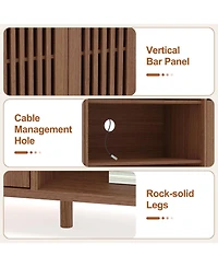 gaomon 3-Piece Farmhouse Tv Stand Set for 70" TVs, Entertainment Center with Bookshelves