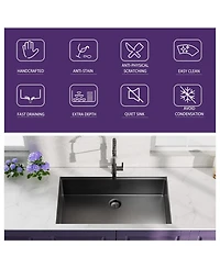 flynama huluwat 32x19x10inch Gunmetal Black Undermount Workstation Kitchen Sink Stainless Steel 18 Gauge