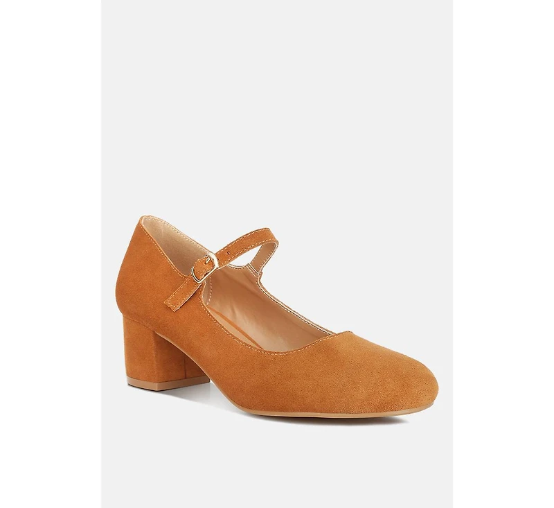 Dallin Womens Suede Block Heel sandal Mary Janes