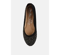 Splash rhinestones embellished ballet flats