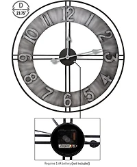 Sorbus Distressed Industrial Gray Oversized Round Metal Wall Clock